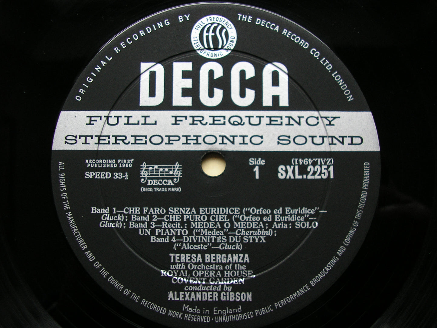 ARIAS OF THE 18th CENTURY: GLUCK / CHERUBINI / HANDEL / PAISIELLO / PERGOLESI      TERESA BERGANZA / ORIOHCG / GIBSON     SXL 2251