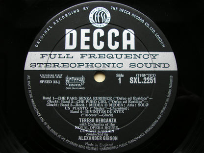 ARIAS OF THE 18th CENTURY: GLUCK / CHERUBINI / HANDEL / PAISIELLO / PERGOLESI      TERESA BERGANZA / ORIOHCG / GIBSON     SXL 2251