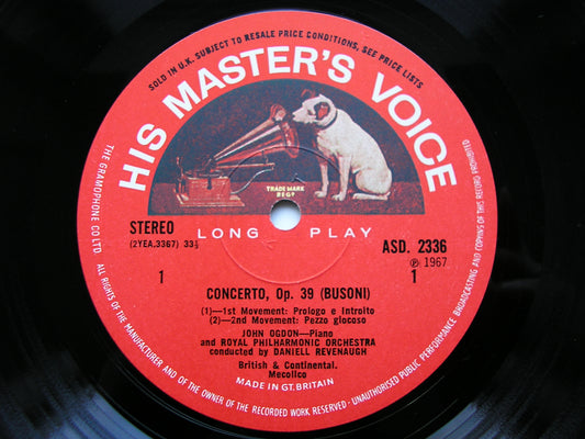BUSONI: PIANO CONCERTO / SARABANDE & CORTEGE from 'DOKTOR FAUST'     OGDON / ROYAL PHILHARMONIC / REVENAUGH   2LP