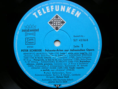 17th & 18th CENTURY BEL CANTO ARIAS: MARCELLO / STEFFANI / HASSE / SCARLATTI / TELEMANN / LEO / GASPARINI      SCHREIER / BERLIN CHAMBER ORCHESTRA / KOCH    SLT 43116