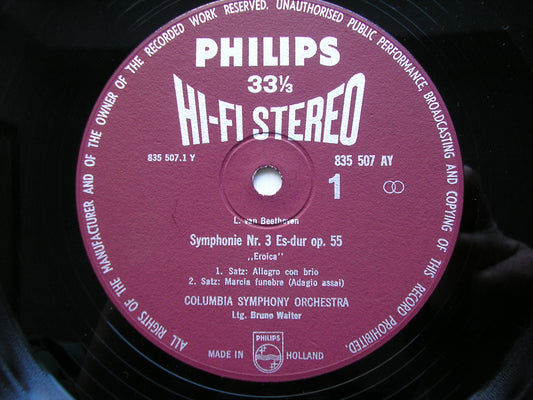 BEETHOVEN: SYMPHONY No. 3 'Eroica'     WALTER / COLUMBIA SYMPHONY   835 507 AY