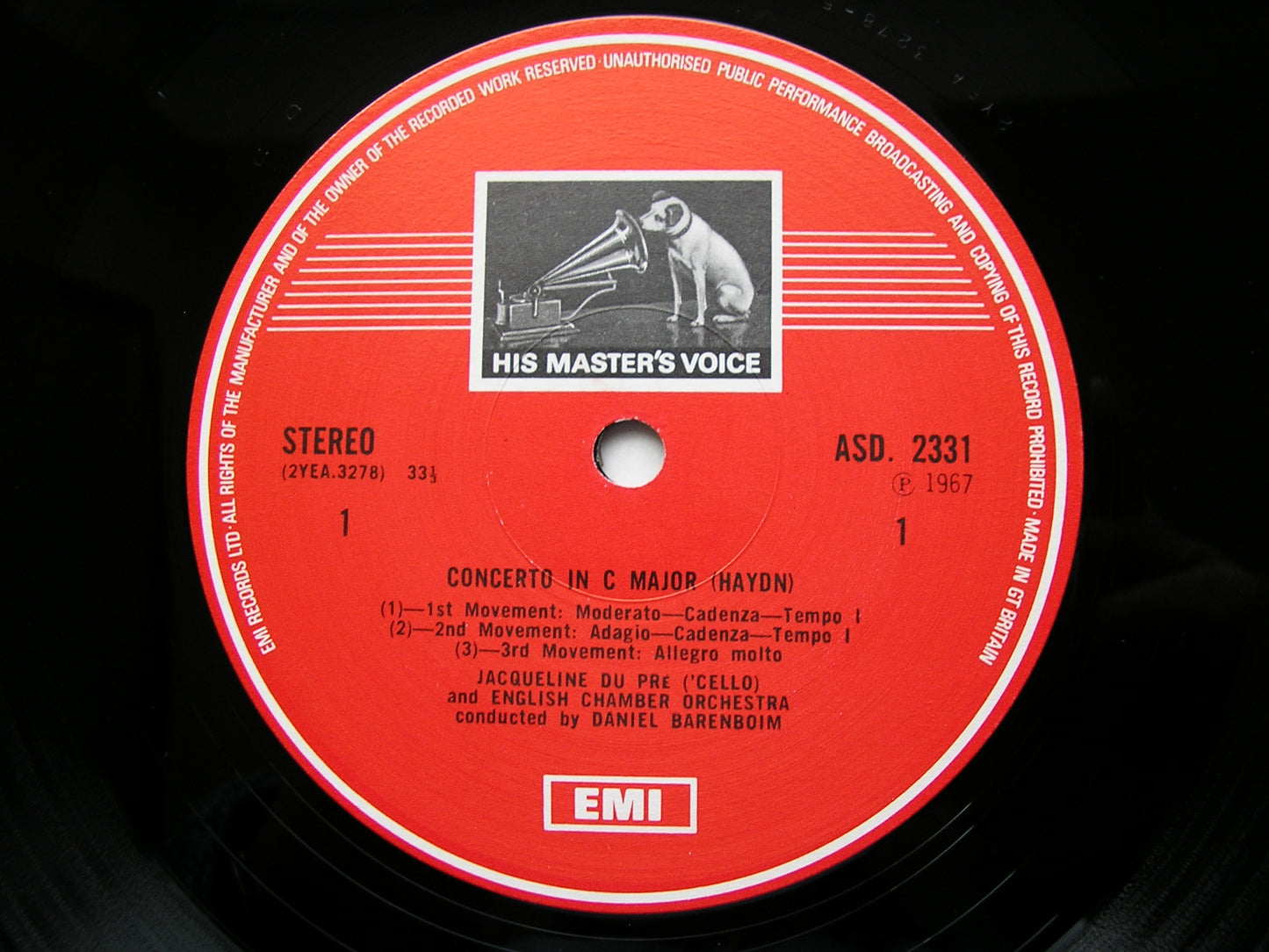 HAYDN & BOCCHERINI: CELLO CONCERTOS      DU PRE / ENGLISH CHAMBER ORCHESTRA / BARENBOIM     ASD 2331