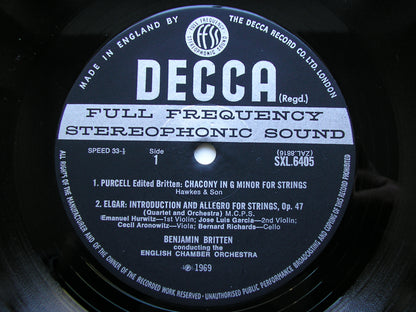 SXL 6405 BRITTEN CONDUCTS ENGLISH MUSIC FOR STRINGS      ENGLISH CHAMBER ORCHESTRA     ED3