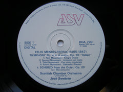 MENDELSSOHN: SYMPHONIES Nos. 3 & 4    SEREBRIER / SCOTTISH CHAMBER ORCHESTRA    DCA 700