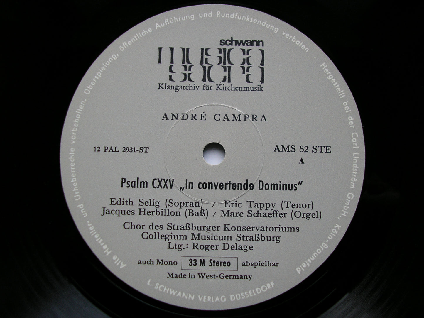 CAMPRA: PSALM 125 / CHRISTMAS ORATORIO     SOLOISTS / COLLEGIUM MUSICUM STRASSBOURG / DELAGE    AMS 82