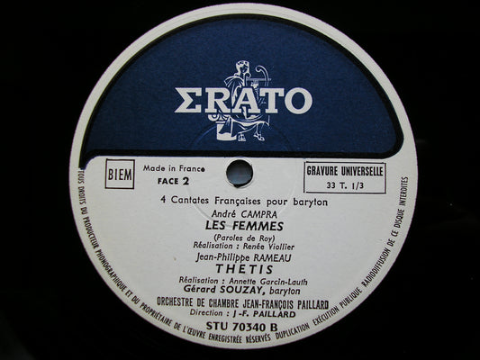 CAMPRA / COURBOIS / RAMEAU / BOISMORTIER: FOUR FRENCH CANTATAS FOR BARITONE    SOUZAY / PAILLARD CHAMBER ORCHESTRA / PAILARD    STU 70340