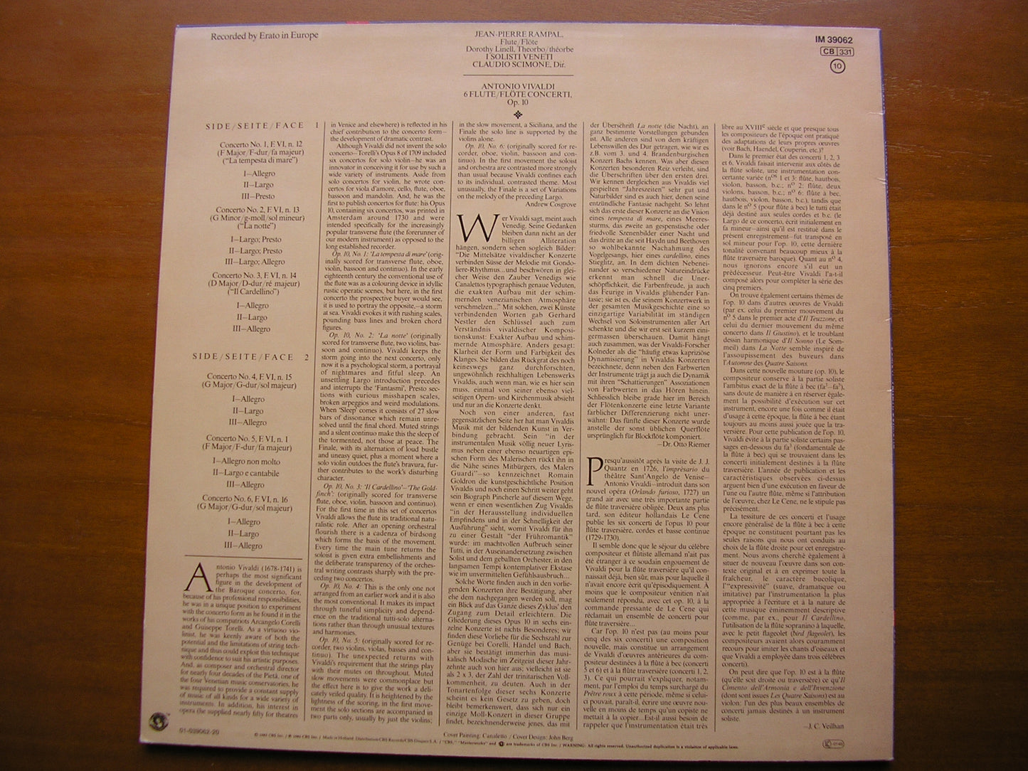 VIVALDI: SIX CONCERTOS Op. 10      RAMPAL / I SOLOISTI VENETI / SCIMONE     IM 39062