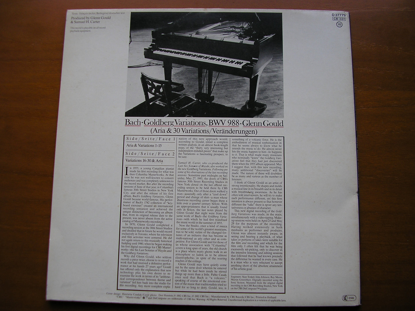 BACH: GOLDBERG VARIATIONS     GLENN GOULD       D37779