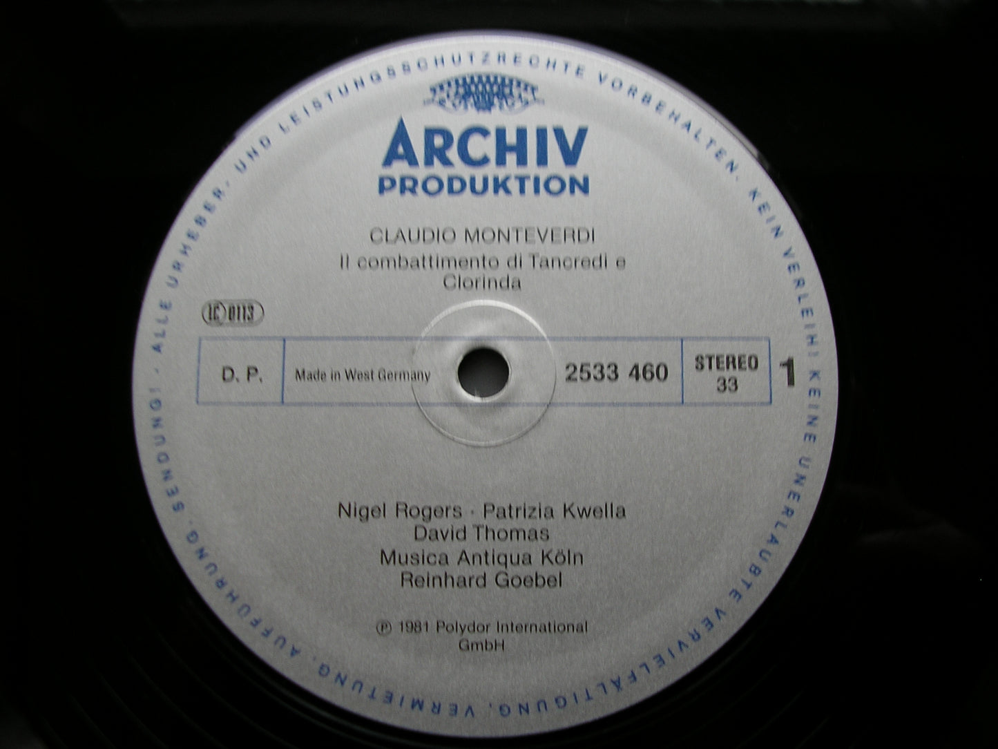 MONTEVERDI: COMBATTIMENTO DI TANCREDI ET CLORINDA / LAMENTO D'ARIANNA / LAMENTO D'OLIMPIA     MUSICA ANTIQUA COLOGNE / GOEBEL    2533 460