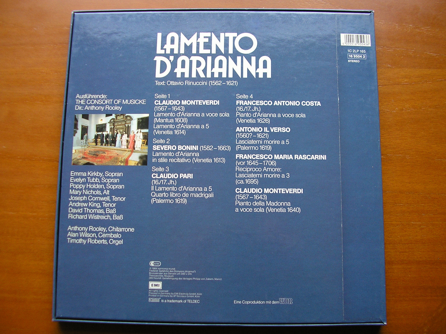 LAMENTO D'ARIANNA: MONTEVERDI / BONINI / PARI / COSTA / VERSO / RASCARINI    THE CONSORT OF MUSICKE / ROOLEY    2LP    16 9504