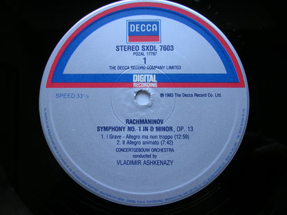 RACHMANINOV: SYMPHONIES 1 / 2 / 3 & YOUTH SYMPHONY      ASHKENAZY / CONCERTGEBOUW ORCHESTRA    3 LP