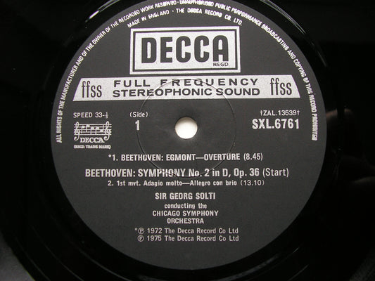 BEETHOVEN: SYMPHONY No. 2 / OVERTURE Egmont       SOLTI / CHICAGO SYMPHONY     SXL 6761