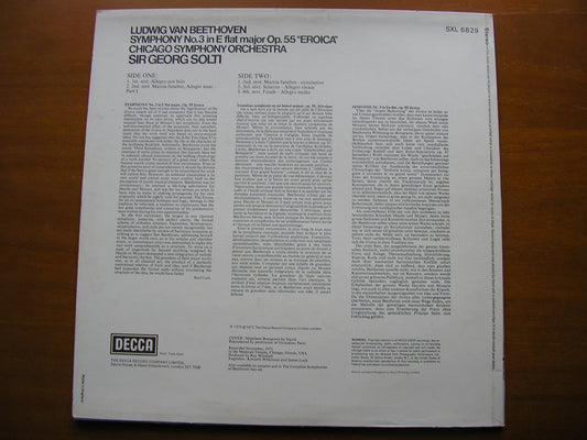BEETHOVEN: SYMPHONY No. 3 'Eroica'      SOLTI / CHICAGO SYMPHONY    SXL 6829