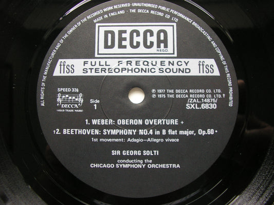 BEETHOVEN: SYMPHONY No. 4 / WEBER: OVERTURE 'Oberon'        SOLTI / CHICAGO SYMPHONY      SXL6830