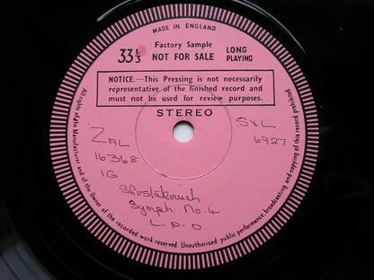 SHOSTAKOVICH: SYMPHONY No. 4      HAITINK / LONDON PHILHARMONIC    test pressing     SXL 6927