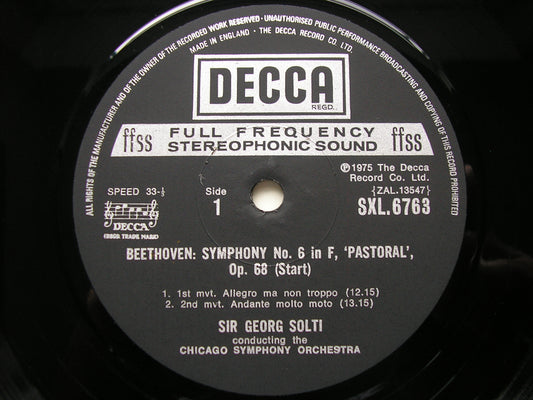 BEETHOVEN SYMPHONY No. 6 'Pastoral'      SOLTI / CHICAGO SYMPHONY       SXL 6763