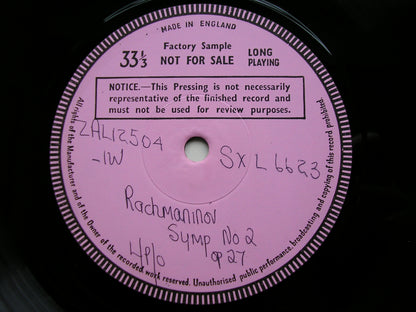 RACHMANINOV: SYMPHONY No. 2      WELLER / LONDON PHILHARMONIC   test pressing     SXL 6623