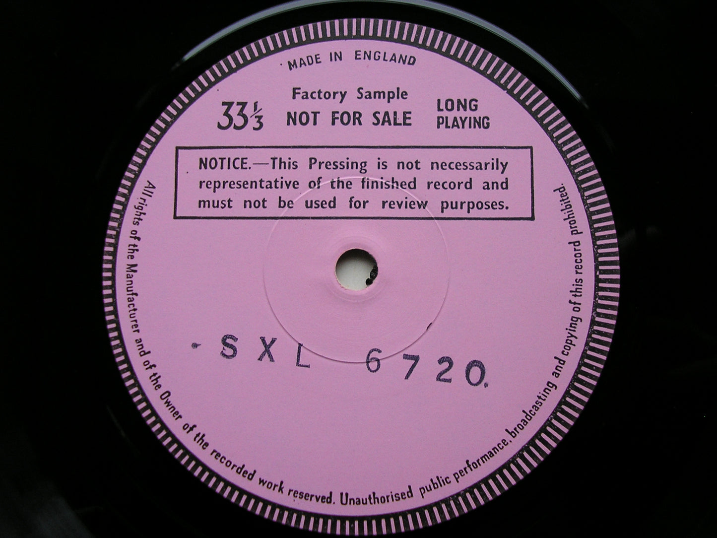 RACHMANINOV: SYMPHONY No. 3 / THE ROCK     WELLER /LONDON PHILHARMONIC    test pressing    SXL 6720