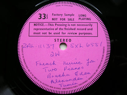 FRENCH MUSIC FOR TWO PIANOS: POULENC / DEBUSSY / SATIE      EDEN & TAMIR    test pressing    SXL 6551