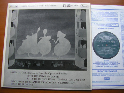 RAMEAU: ORCHESTRAL MUSIC: LES INDES GALANTES Suite / SUITE DE DANCES       FROMENT / LAMOUREUX ORCHESTRA       SOL 60024
