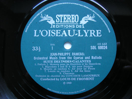 RAMEAU: ORCHESTRAL MUSIC: LES INDES GALANTES Suite / SUITE DE DANCES       FROMENT / LAMOUREUX ORCHESTRA       SOL 60024