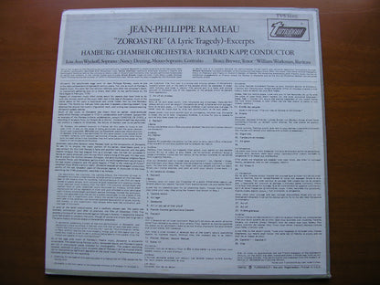 RAMEAU: ZOROASTRE  excerpts   SOLOISTS / HABURG CHAMBER ORCHESTRA / KAPP    TVS 34435