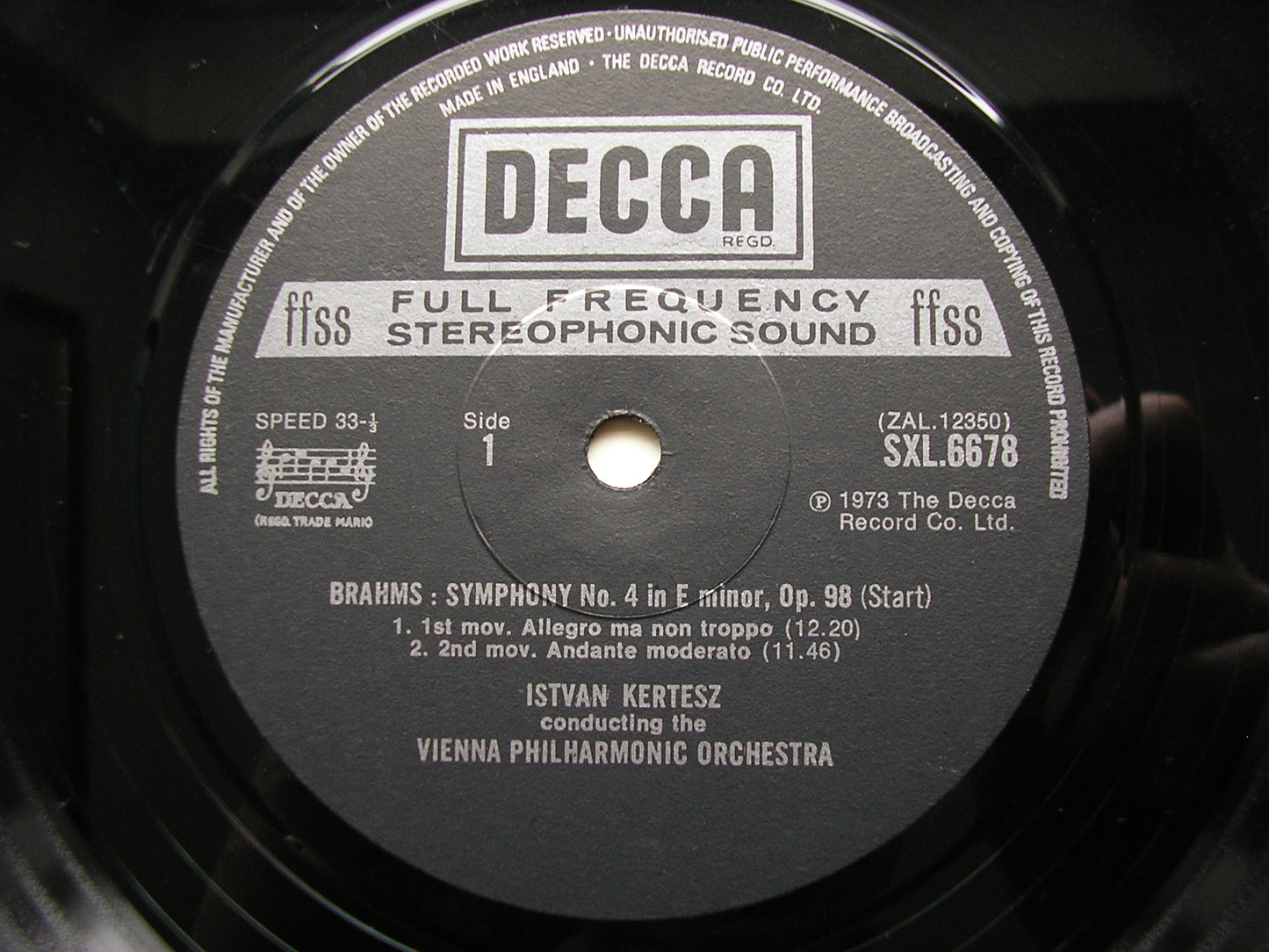 BRAHMS: THE FOUR SYMPHONIES     KERTESZ / VIENNA PHILHARMONIC   4LP   SXL 6675-78