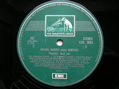 DEBUSSY: PRELUDES Books 1 & 2 / ESTAMPES / POUR LE PIANO    MICHEL BEROFF    2LP     SLS 803