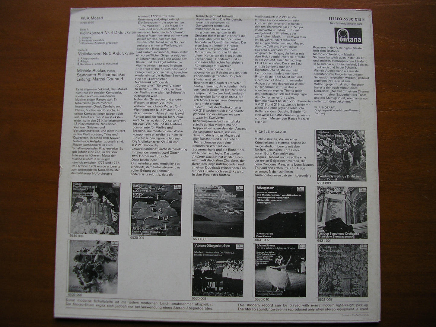 MOZART: VIOLIN CONCERTOS Nos. 4 & 5      AUCLAIR / STUTTGART PHILHARMONIC / COURAUD    6530 015
