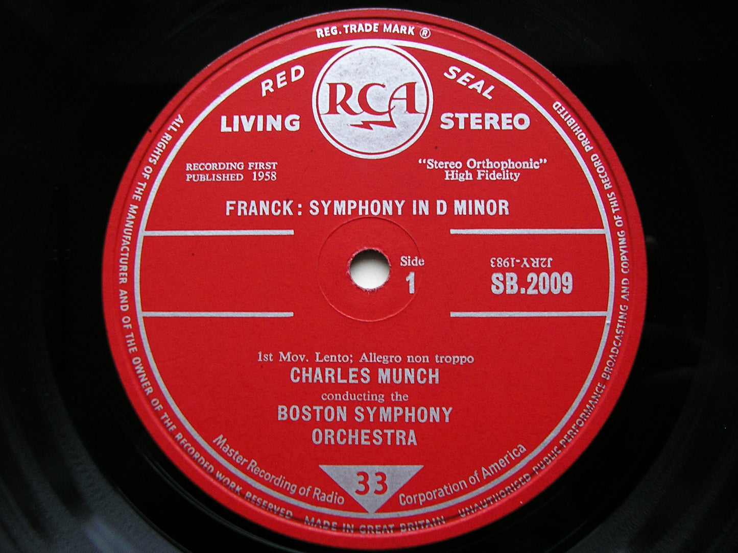 FRANCK: SYMPHONY in D       MUNCH / BOSTON SYMPHONY    SB 2009
