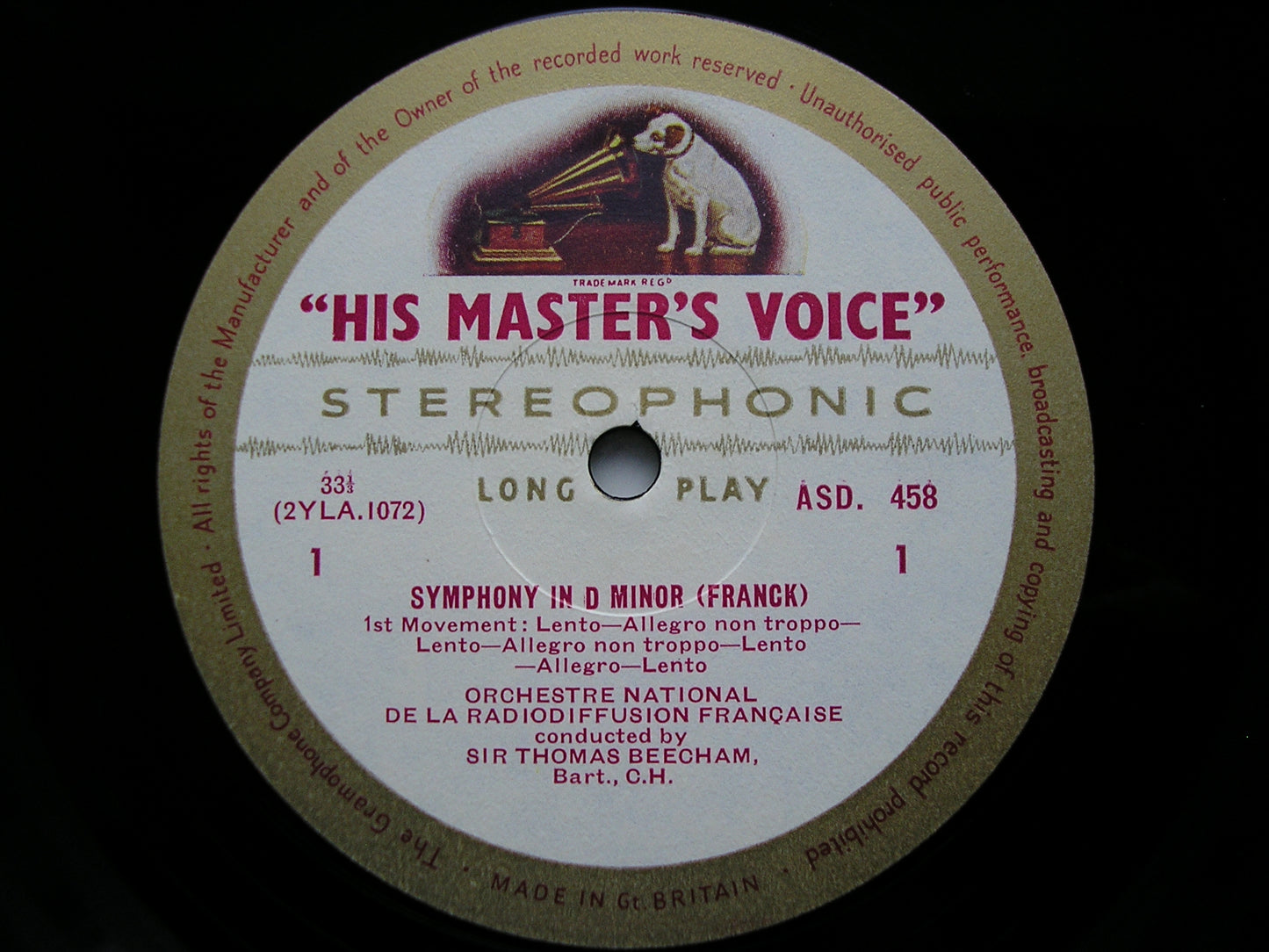 FRANCK: SYMPHONY in D      BEECHAM / FRENCH NATIONAL RADIO ORCHESTRA      ASD 458