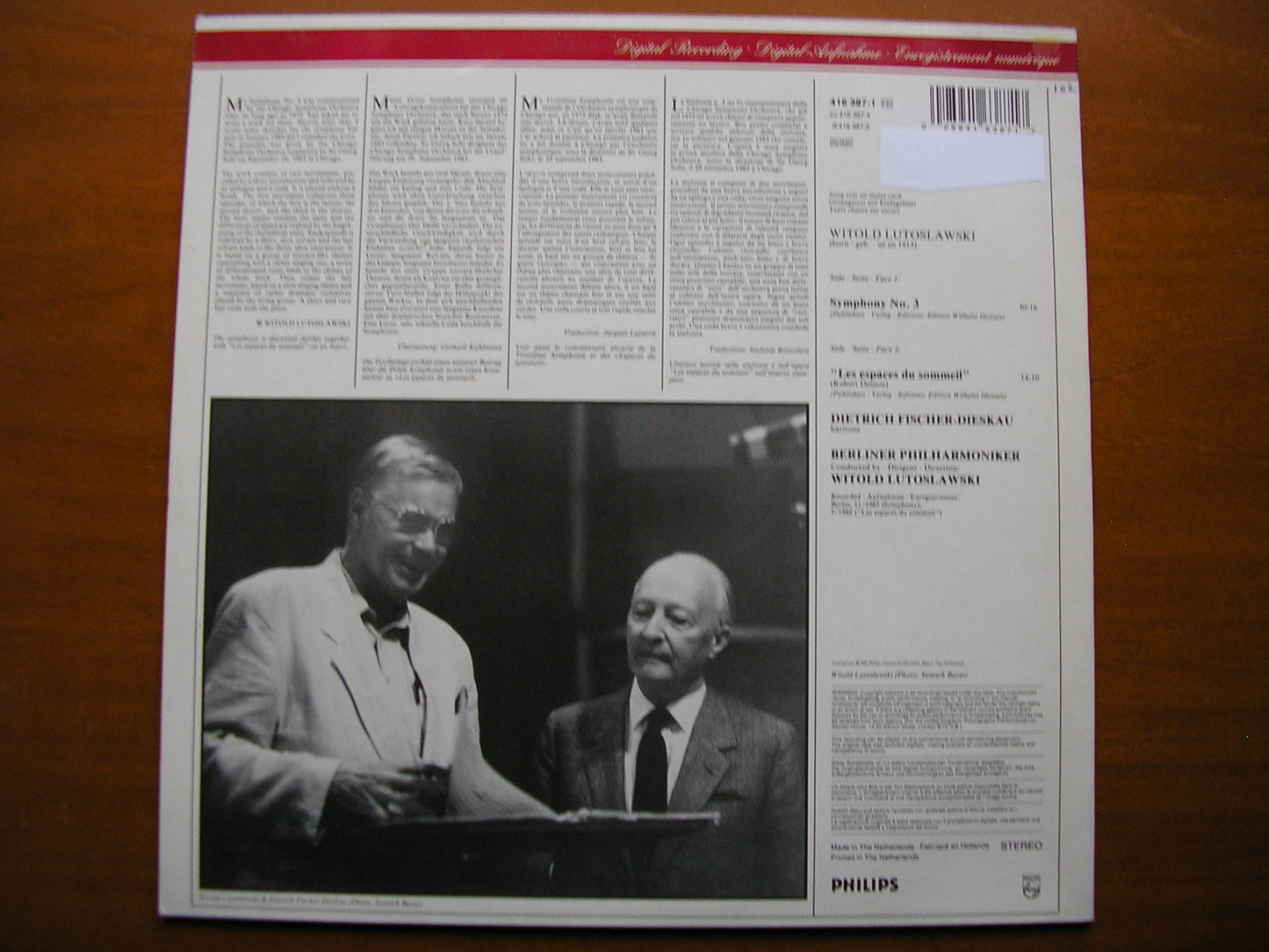 LUTOSLAWSKI: SYMPHONY No. 3 / LES ESPACES DU SOMMEIL FISCHER-DIESKAU / BPO / LUTOSLAWSKI 416 387-1