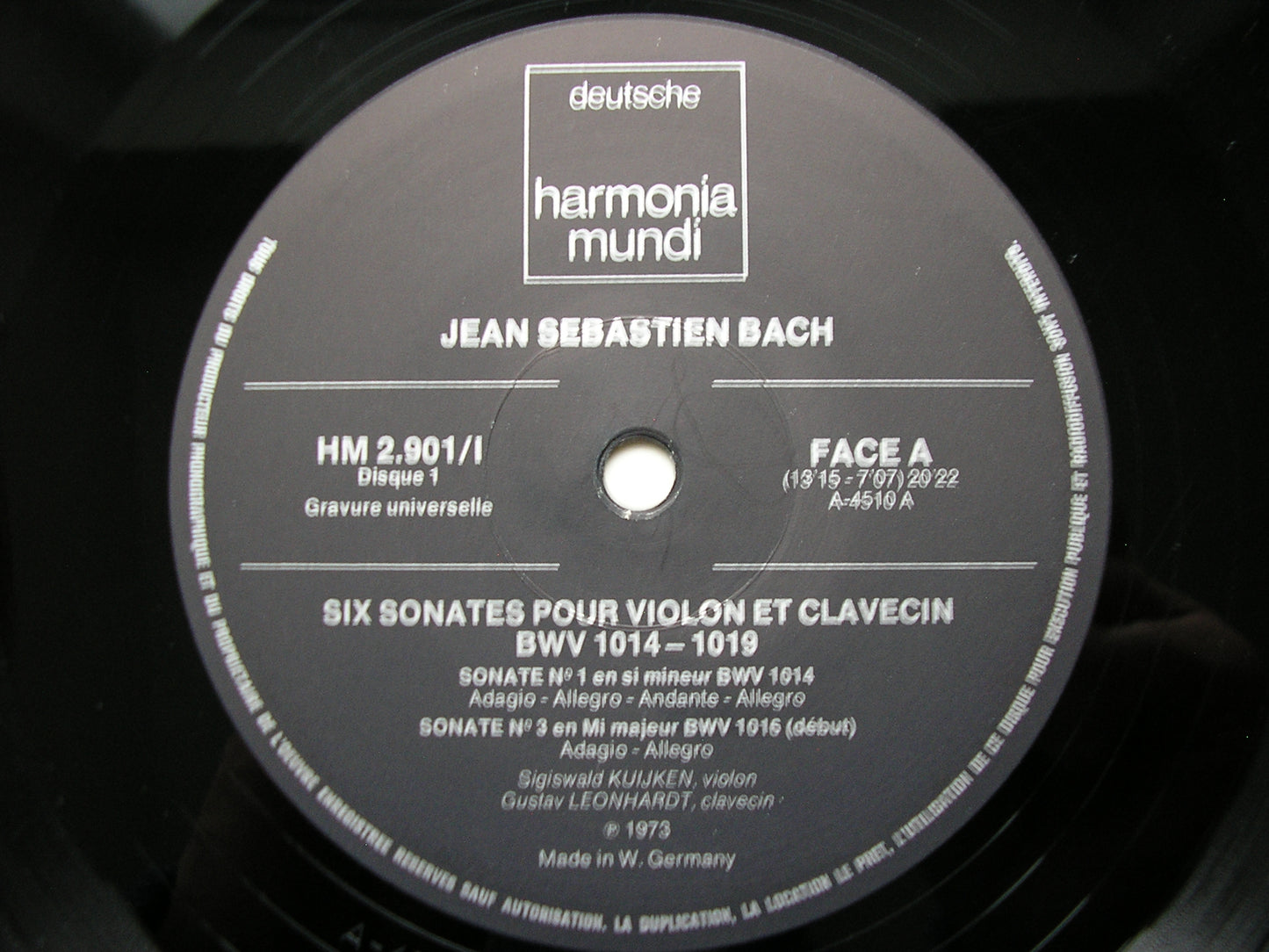 BACH: SIX SONATAS FOR VIOLIN & HARPSICHORD BWV 1014-1019      KUIJKEN / LEONHARDT   2LP    HM 2.901