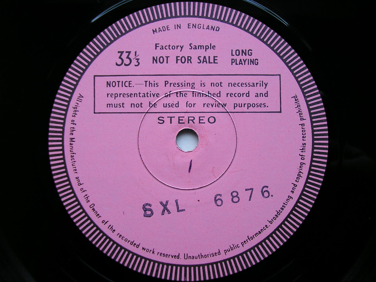 WEBER: SYMPHONYN No. 1 / OVERTURES / INVITATION TO THE DANCE   STEIN / VIENNA PHILHARMONIC   test pressing     SXL 6876