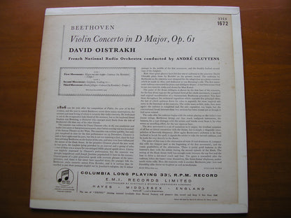 BEETHOVEN: VIOLIN CONCERTO     OISTRAKH / FRENCH NATIONAL RADIO ORCHESTRA / CLUYTENS     33CX 1672