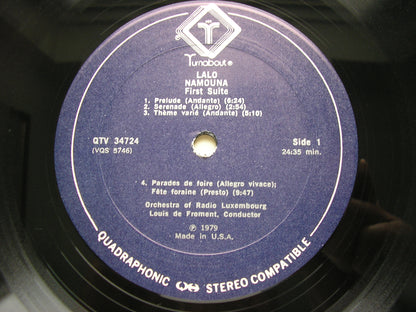 LALO: NAMOUNA  Ballet Suites nos. 1 & 2       DE FROMENT / ORCHESTRA OF RADIO LUXEMBOURG    QTV 34724