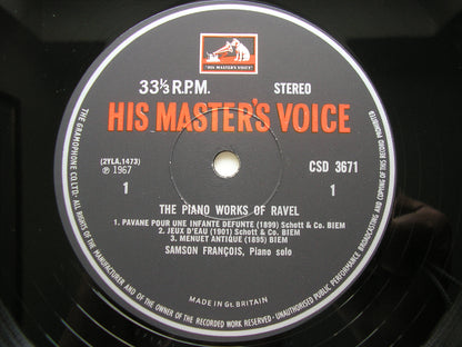 RAVEL: PIANO WORKS     SAMSON FRANCOIS    3 LP    SLS 783