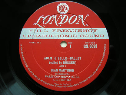 ADAM: GISELLE     PARIS CONSERVATOIRE ORCHESTRA / MARTINON    CS 6098