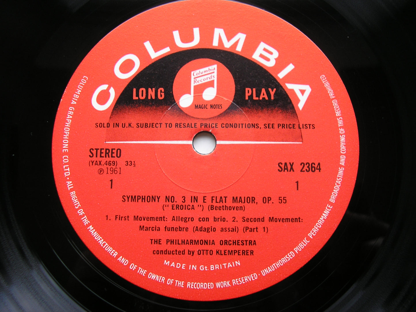 SAX 2364  BEETHOVEN: SYMPHONY No. 3 'Eroica'      KLEMPERER / PHILHARMONIA