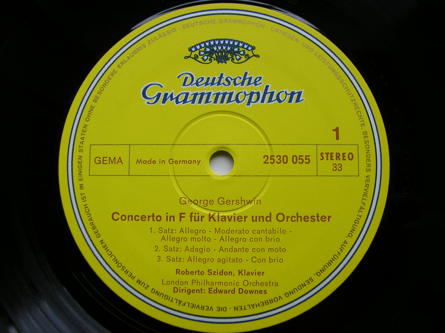 GERSHWIN: CONCERTO in F / MacDOWELL: PIANO CONCERTO No. 2    ROBERT SZIDON / LONDON PHILHARMONIC / EDWARD DOWNES   2530 055