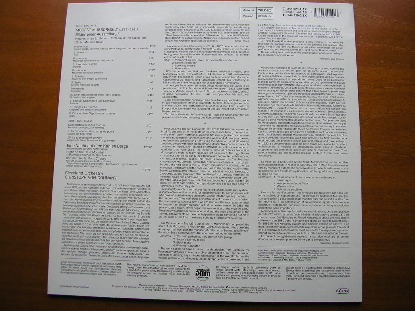 MUSSORGSKY: PICTURES AT AN EXHIBITION / NIGHT ON BARE MOUNTAIN   DOHNANYI / CLEVELAND ORCHESTRA    244 920