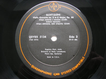 SAINT-SAENS: ALL THE WORKS FOR VIOLIN & ORCHESTRA / CELLO & ORCHESTRA    RUGGIERO RICCI / LASZLO VARGA / FROMENT / PETERS / CAO     QSVBX 5134