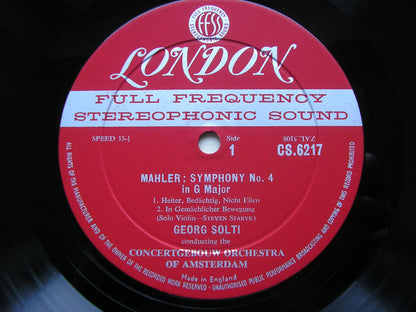 MAHLER: SYMPHONY No. 4     SYLVIA STAHLMAN / CONCERTGEBOUW ORCHESTRA / SOLTI     CS 6217