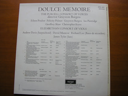 DOULCE MEMOIRE: FRENCH CHANSONS OF THE 16th CENTURY PURCELL CONSORT / GRAYSTON BURGESS ZRG 667