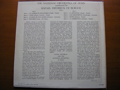 SPANISH ORCHESTRAL MUSIC from ZARZUELAS   Volume 2     DE BURGOS / NATIONAL ORCHESTRA OF SPAIN     CS 6425