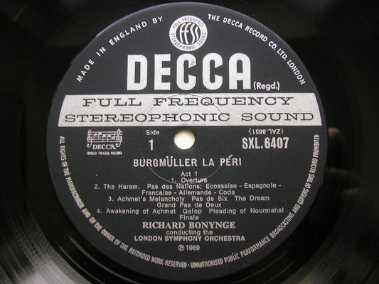 BURGMULLER: LA PERI  (complete ballet 1843)       BONYNGE / LONDON SYMPHONY     SXL 6407