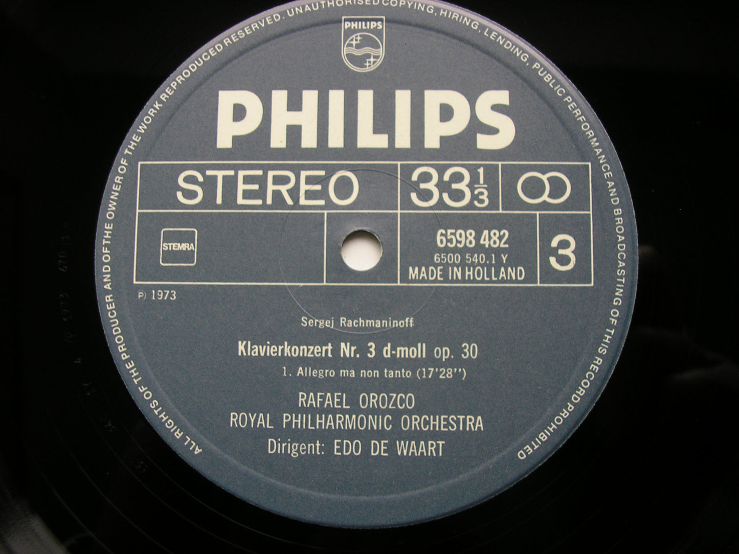 RACHMANINOV: THE FOUR PIANO CONCERTOS / RHAPSODY     OROZCO / ROYAL PHILHARMONIC / DE WAART    3LP    6747 397