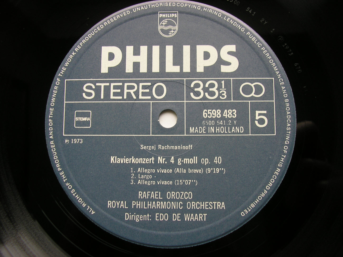 RACHMANINOV: THE FOUR PIANO CONCERTOS / RHAPSODY     OROZCO / ROYAL PHILHARMONIC / DE WAART    3LP    6747 397