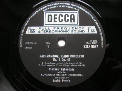 RACHMANINOV: THE FOUR PIANO CONCERTOS / RHAPSODY      ASHKENAZY / LONDON SYMPHONY / PREVIN     SXLF 6565 - 7