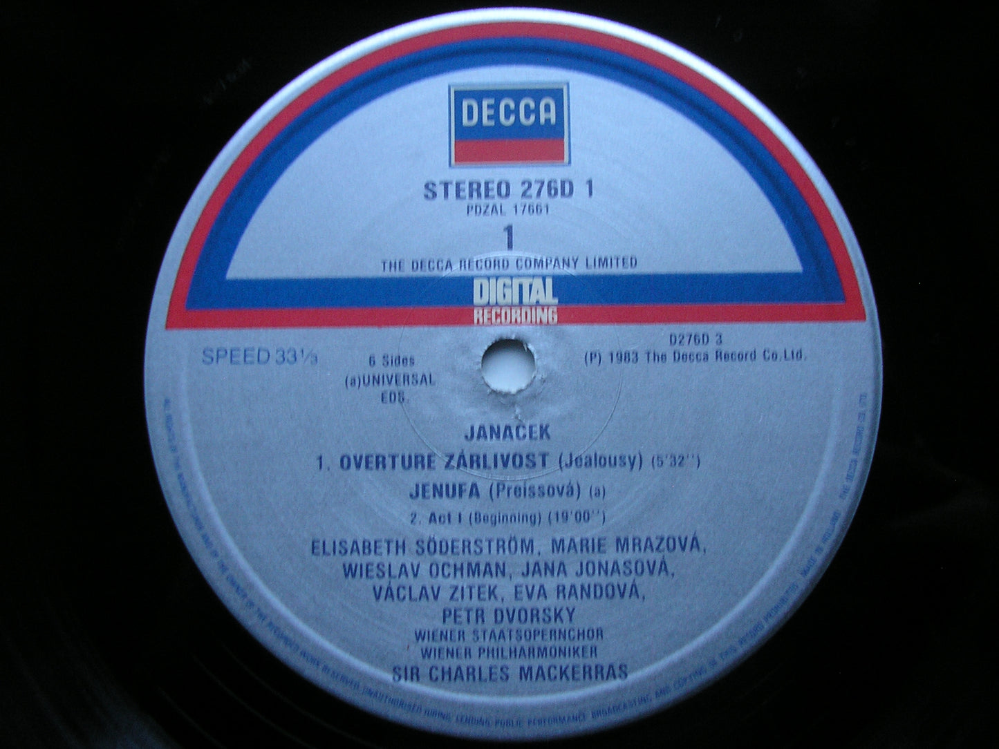 JANACEK: JENUFA   SODERSTROM / DVORSKY / OCHMAN / POPP / RANDOVA / VIENNA PHILHARMONIC / MACKERRAS    D276D 3